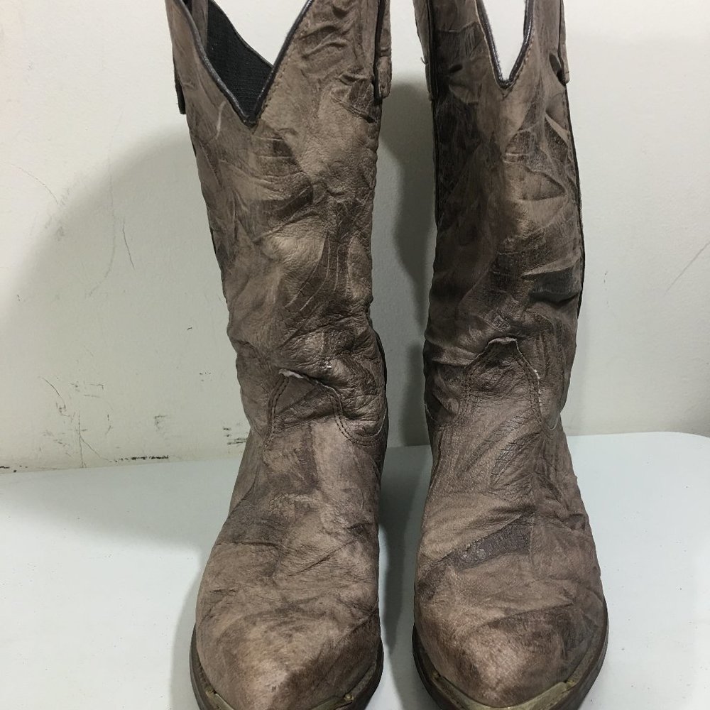 Vtg  CAPEZIO Western Cowboy Boots Women's Taupe Marbled Leather sz 10 M